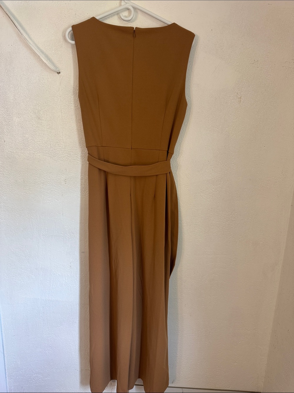 Calvin Klein Sleeveless V-Neck Maxi JUMPSUIT in Camel Brown - Picture 10 of 16